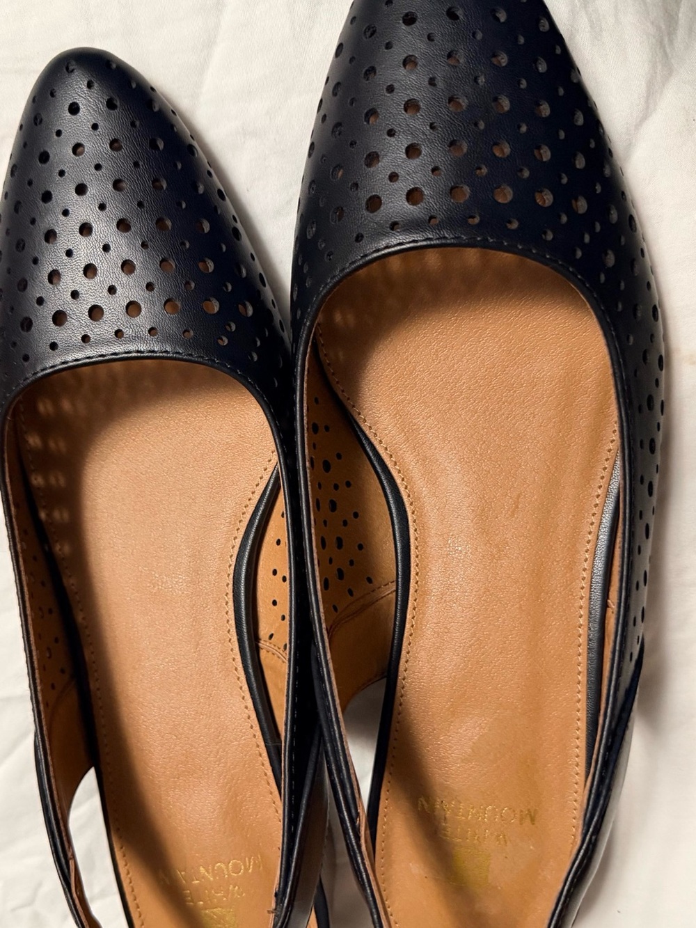 White Mountain Black Perforated Slingback Flats